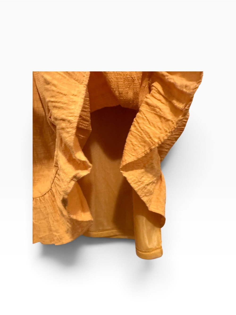 THML Mustard V-Neck Embroidered Ruffle Mini Dress - Picture 4 of 6